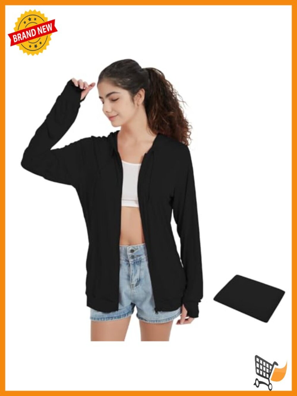 Lightweight Zip Up Hoodie Thin Summer Jacket with Thumb Holes